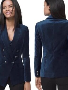 White House Black Market Velvet Blazer in River Teal